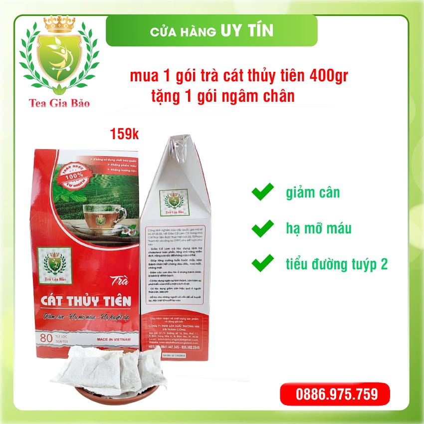 Trà cát thủy tiên 400gr/80 túi lọc - [ Tặng 1 gói ngâm chân ] - giúp giảm cân, giảm mỡ máu, thanh nhiệt, tiểu đường