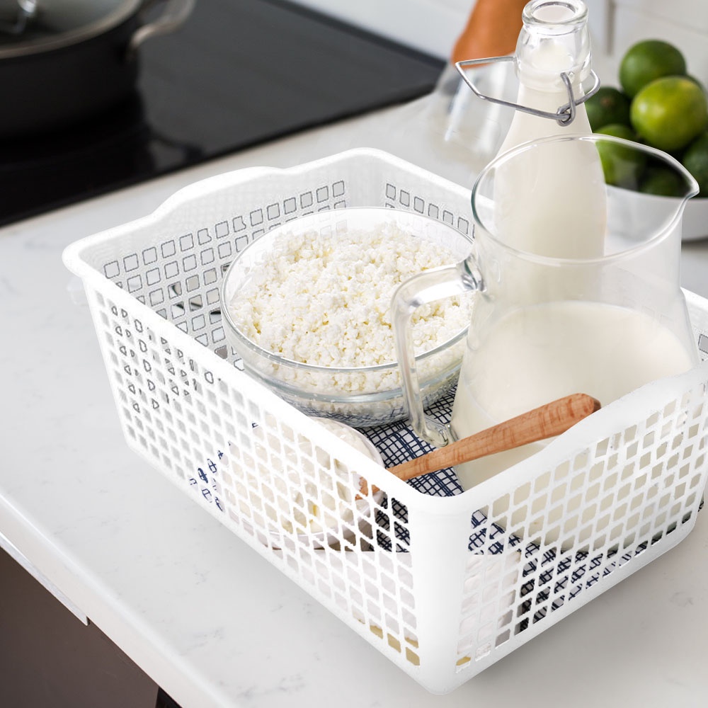 HomeBase KECH Rổ nhựa dùng trong nhà bếpThái Lan 5183 W25.5xD37.5xH14.5cm màu trắng