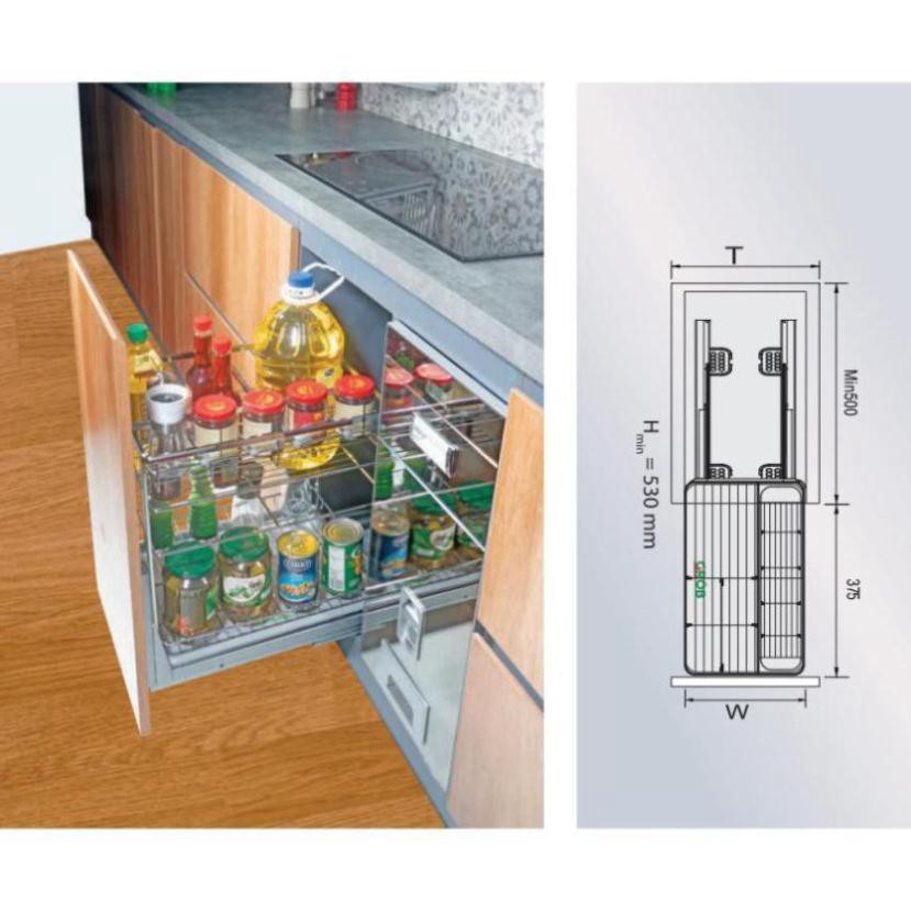 Kệ để gia vị đa năng bằng chất liệu Inox bóng kiểu nan dẹt cao cấp của hãng GROB, hàng nhập khẩu