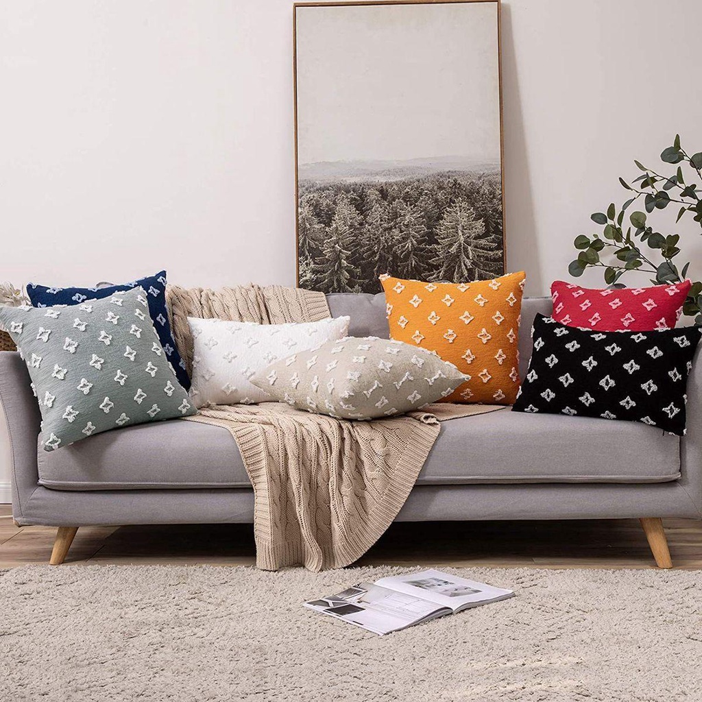 Vỏ Gối Sofa Trang Trí Phòng Ngủ Họa Tiết Hình Thoi Mềm Mại