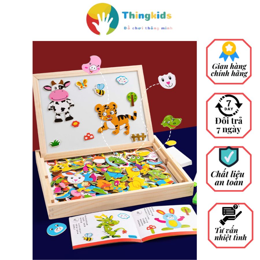 Bộ ghép nam châm hình thú cho bé - Tặng kèm 01 bàn chải đánh răng cao cấp cho bé - Thingkids
