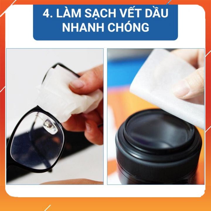 Hộp 100 miếng khăn lau kính nano chống bám hơi nước - Khăn lau chống hơi nước cho kính mắt dùng 1 lần, làm sạch hiệu qua