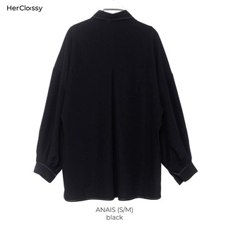 SƠ MI DÀI TAY OVERSIZED ANAIS (BLACK) - Designed by HerClassy