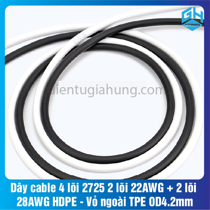 Dây cable 4 lõi 2725 2 lõi 22AWG + 2 lõi 28AWG HDPE - Vỏ ngoài TPE OD4.2mm