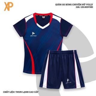 Quần áo bóng chuyền nữ Volly xanh đen Vải thun lạnh cao cấp