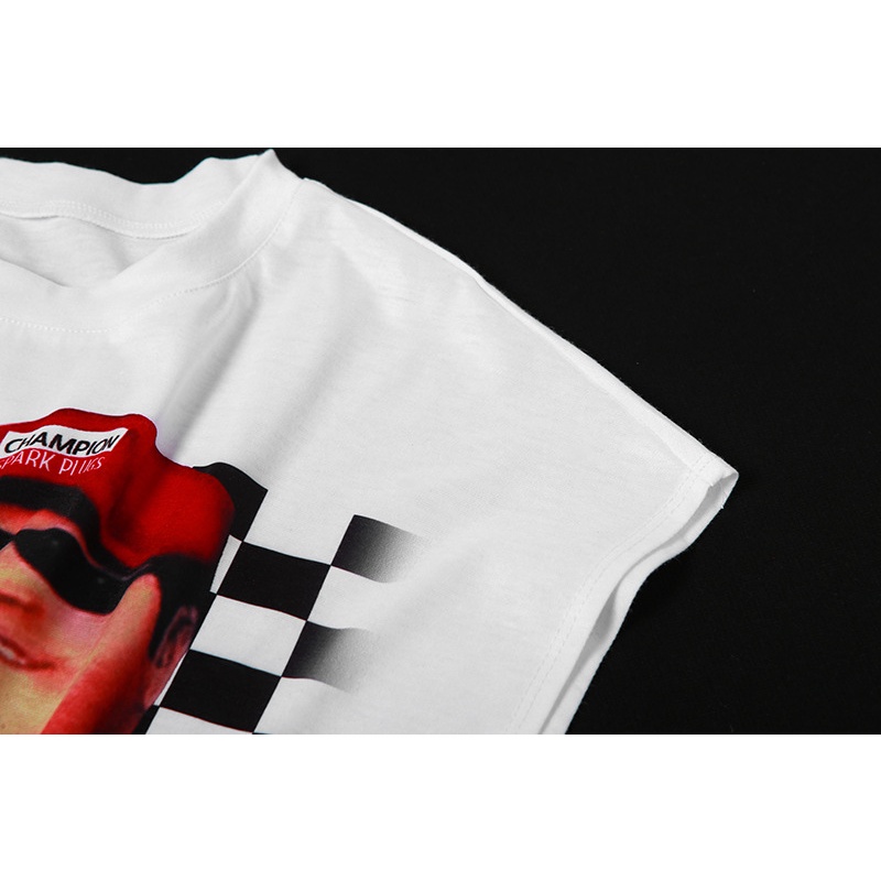 Áo Croptop Cổ Tròn Dáng Rộng In Họa Tiết Cá Tính Cho Nữ