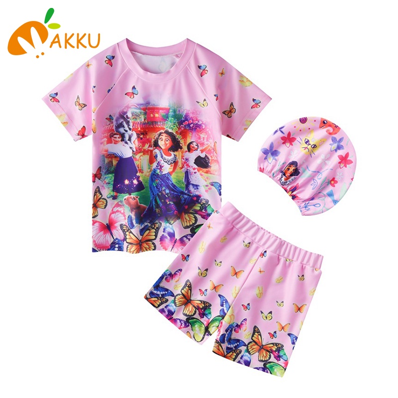 Bộ Đồ Bơi Kèm Nón Họa Tiết Hoạt Hình Anime Cho Bé Gái