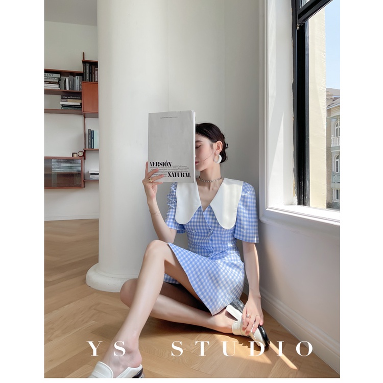 Đầm Ngắn Họa Tiết Kẻ Sọc Phong Cách Cổ Điển Thời Trang Mùa Hè Mới 2022 Dành Cho Nữ