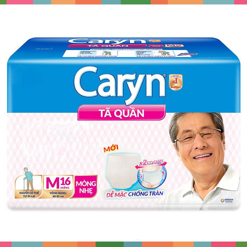 Tã quần mỏng nhẹ Caryn M16 cho người lớn vòng bụng 60-75cm_Subaby