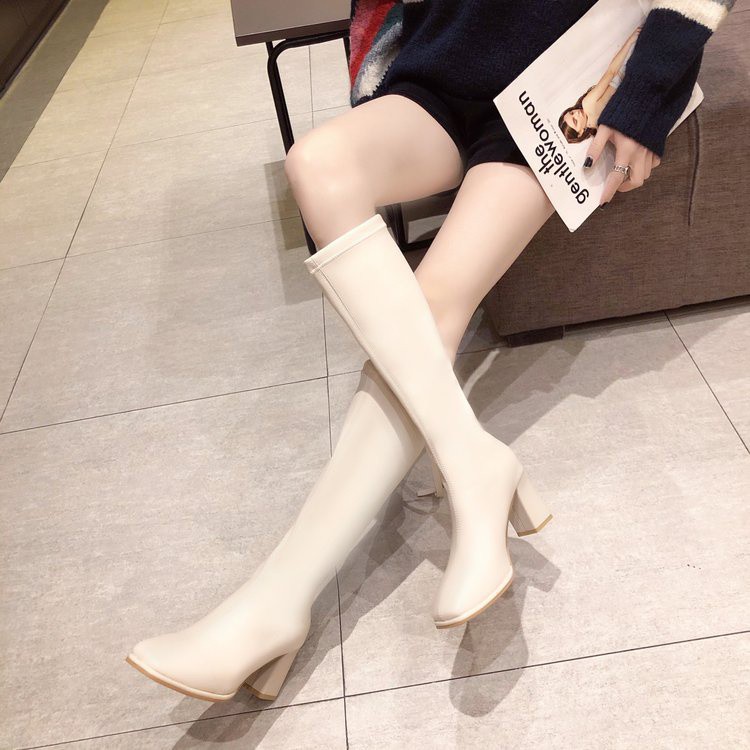 Giày bốt nữ cao cổ đế vuông , Bốt đùi nữ da mềm Đế vuông vân gỗ có khoá kéo  siêu hot | BigBuy360 - bigbuy360.vn