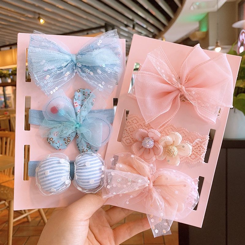 Set 3 Băng Đô Công Chúa Mềm Mại Co Giãn Đính Hoa Đáng Yêu Cho Bé Gái