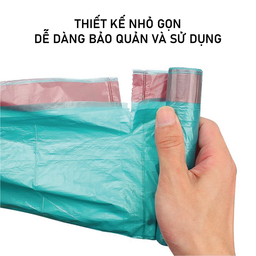 Túi đựng rác có quai rút tiện lợi SUPO MART kích thước 45x50 cm túi đựng rác tự phân hủy siêu dai 15 túi/cuộn