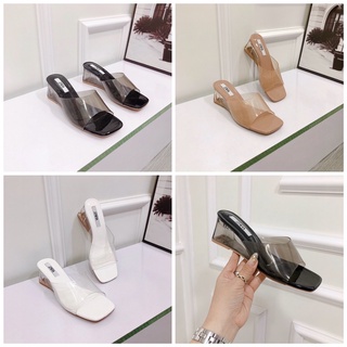  Guốc Zara đế xuồng quai trong mica cao 5cm đế chống trơn trượt 