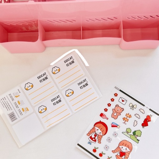 Khay đựng sách tài liệu cute 8 ngăn trái tim xinh xắn, giá sách kèm ống bút để bàn học làm việc decor đa năng