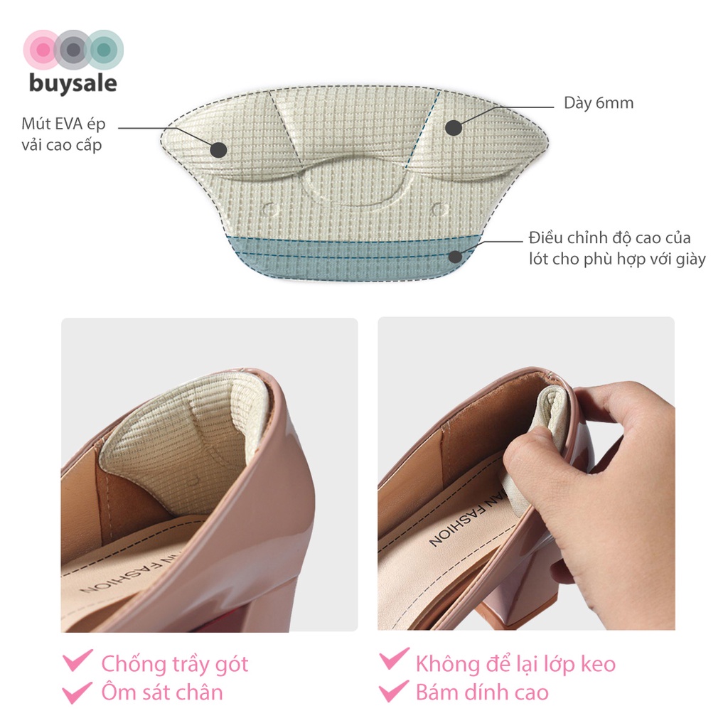 Miếng lót giày giảm size, chống trầy gót chân, êm chân khi mang giày dành cho nam và nữ - Buysales - BSPK230