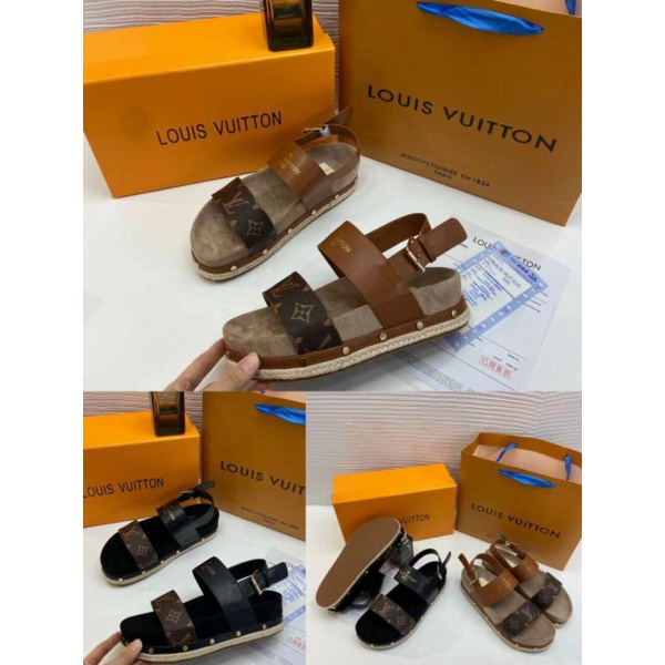 Sandan nữ LV viền đinh đế cói 3p kèm video thật (Sẵn hàng fullbox)