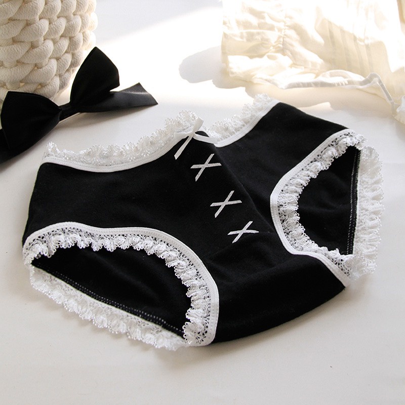Quần Lót Nữ Cotton cao cấp thiết kế tông đen phối viền ren điệu đà thoáng mát mềm mại MÃ 0130