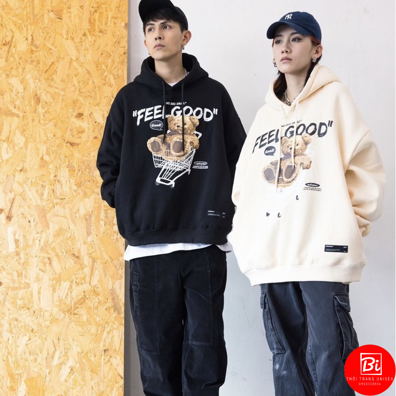 AK21_Áo Khoác Bomber Nỉ FEELGOOD in Hình Gấu_ ay Cánh Dơi Phồng Phom Rộng_Chất Nỉ Bông Ngoại Nhập Không Xù Lông