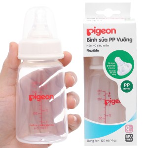 Bình sữa cổ hẹp PP vuông Pigeon 120ml