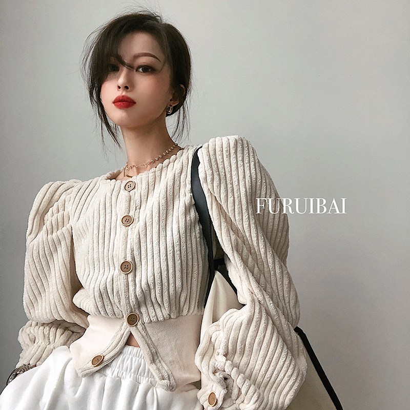Áo Khoác Sơ Mi Tay Phồng Phong Cách Retro Pháp Thời Trang Mùa Xuân 2021