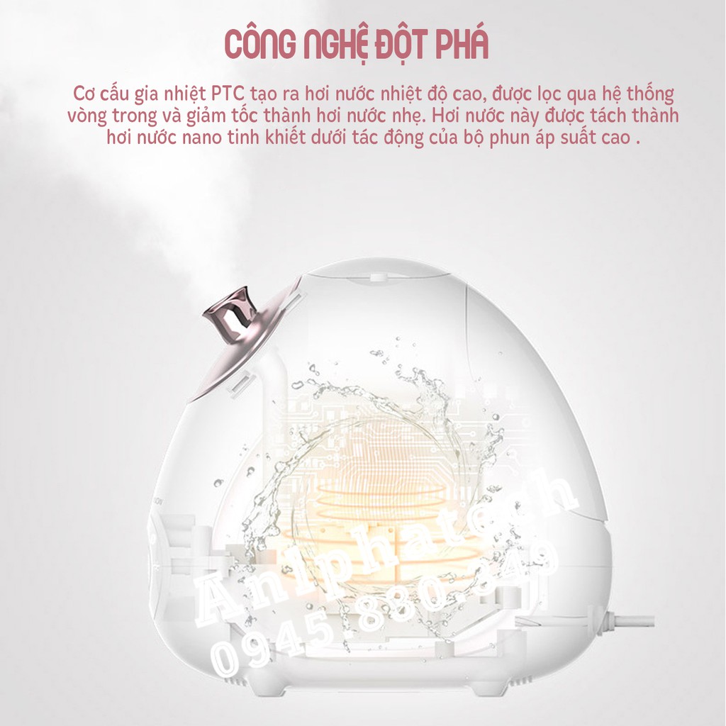 Máy Xông Mặt Nóng Lạnh MKS NV8388B Thông Minh-6 Chế Độ Xông, Công Nghệ Xông NANO ION Kháng Khuẩn, Vòi Phun Xoay 360 Độ