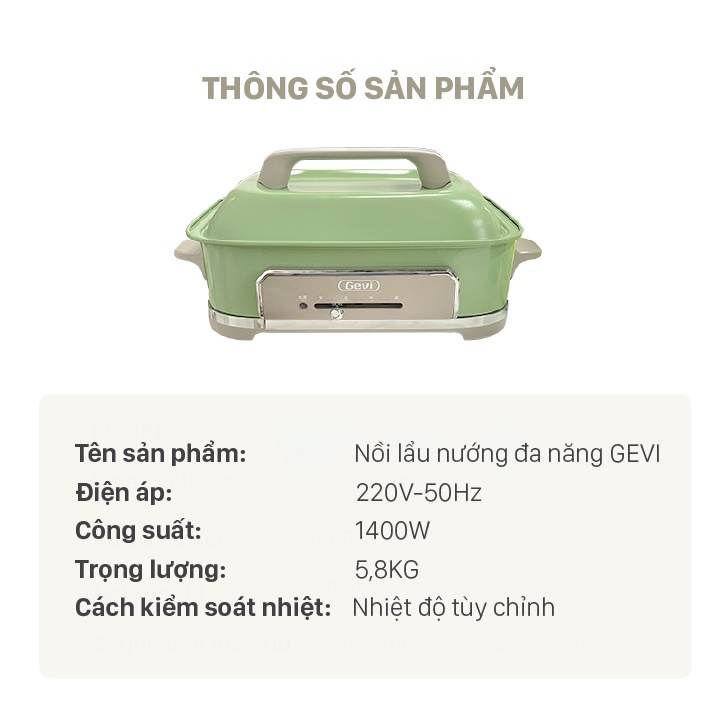 Nồi điện đa năng Gevi 3L - Nồi nướng, nhúng lẩu, hấp thức ăn - Kèm khay tiện lợi, chất lượng - BH 12 THÁNG