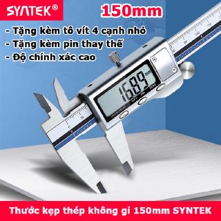 Thước kẹp điện tử thép không gỉ Syntek 150mm có logo