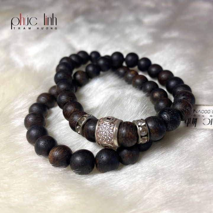 Vòng Tay Trầm Mix Charm Bạc PHÚC LINH