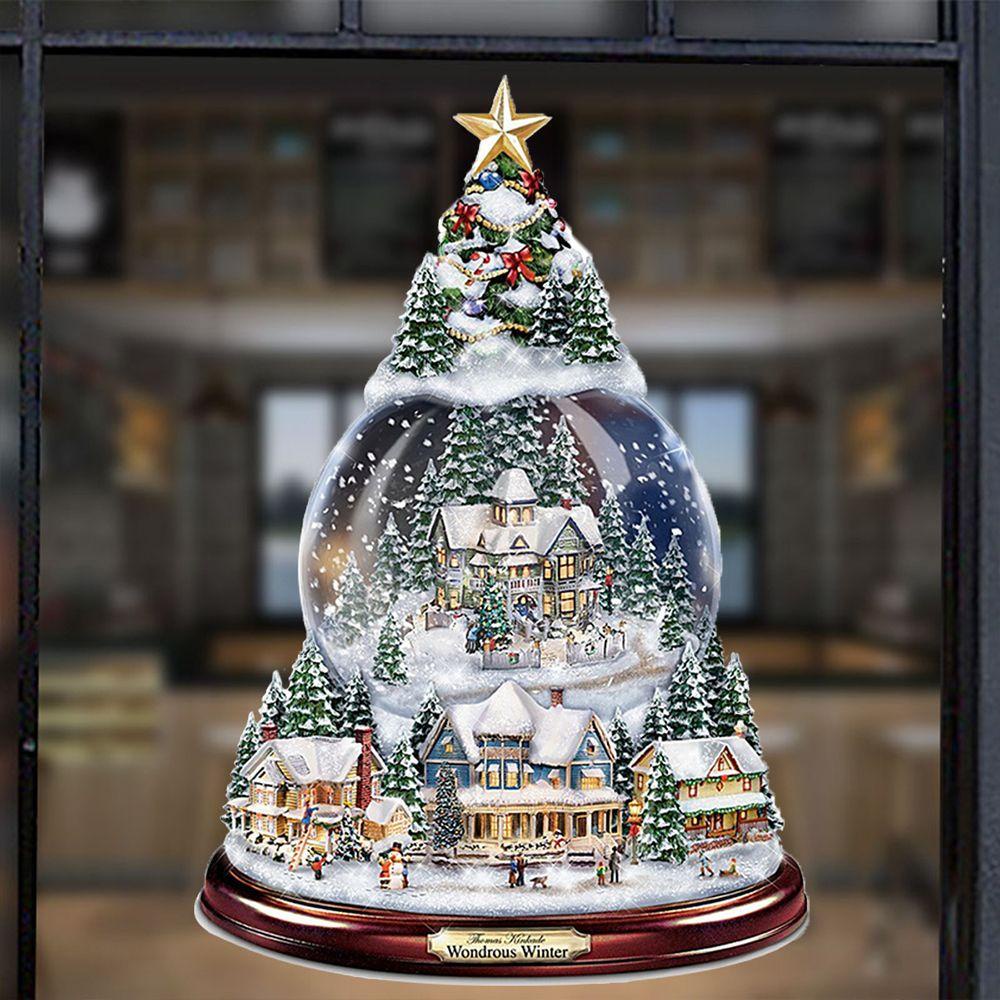Miếng Dán Cửa Sổ Chống Nước Hình Ông Già Noel Và Người Tuyết Trang Trí Giáng Sinh DIY