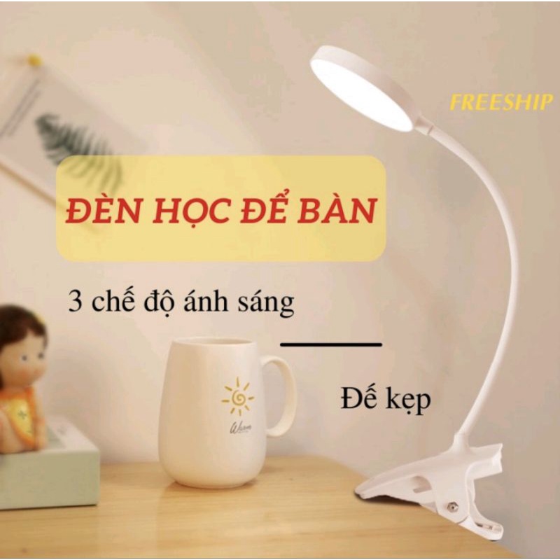 Đèn học led chân kẹp có tích điện với 3 chế độ sáng giúp chống cận chống mỏi mắt có thể dùng kẹp nhiều vị trí khác nhau