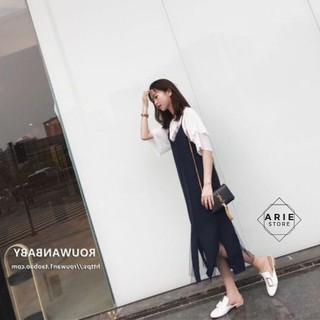 Set yếm ren đuôi cá kèm áo lụa trắng cao cấp