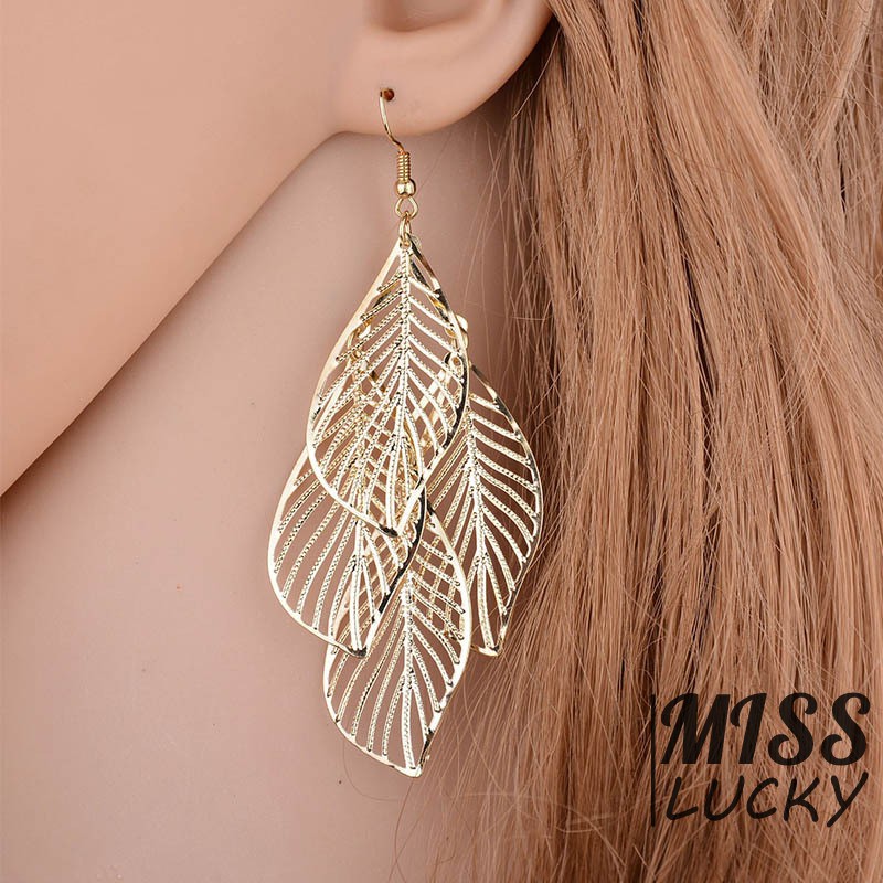 Khuyên tai nữ kiểu dáng chiếc lá phong cách châu Âu thời trang cá tính