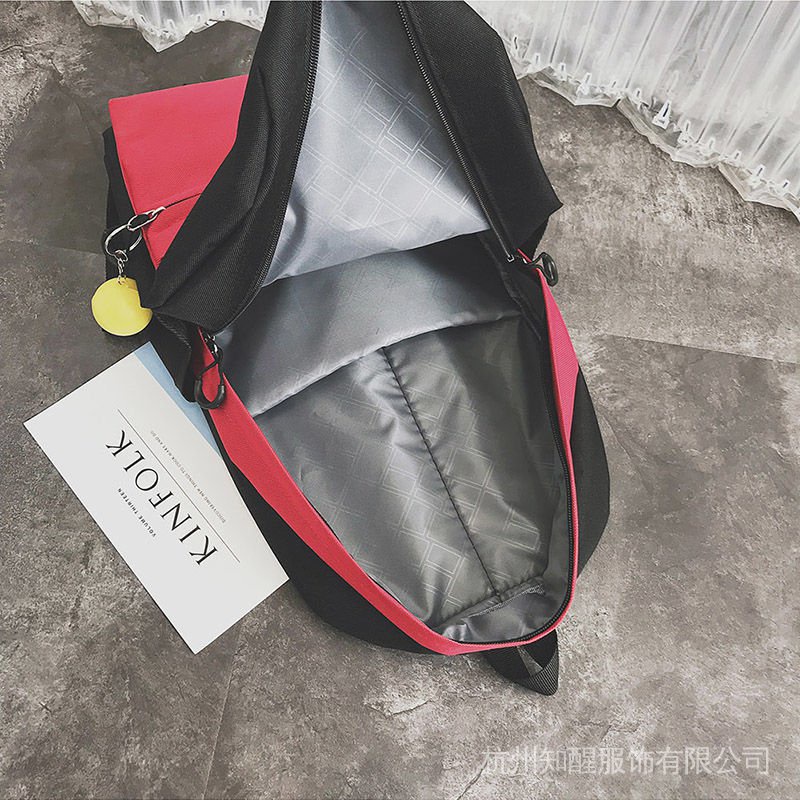 Capacity women's backpack college style schoolbag Korean style big contrast color super fire Harajuku backpack high school students' all-match ins