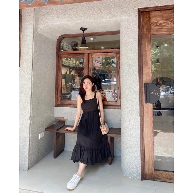 Đầm - Váy Babydoll hai dây buộc nơ lưng Ulzzang