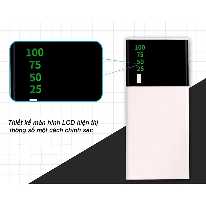 Sạc dự phòng 30000mAh 5 lõi có đèn pin và hiển thị % pin