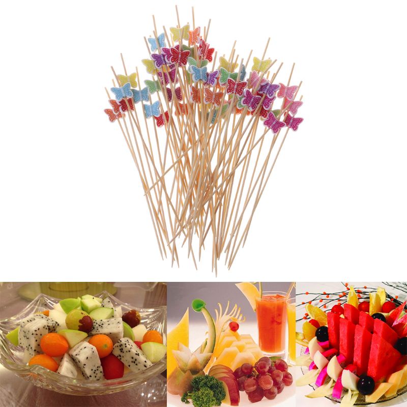 Set 100 Nĩa Ăn Trái Cây Hình Bướm 12cm