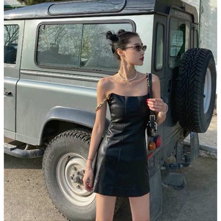 Váy hai dây da pu