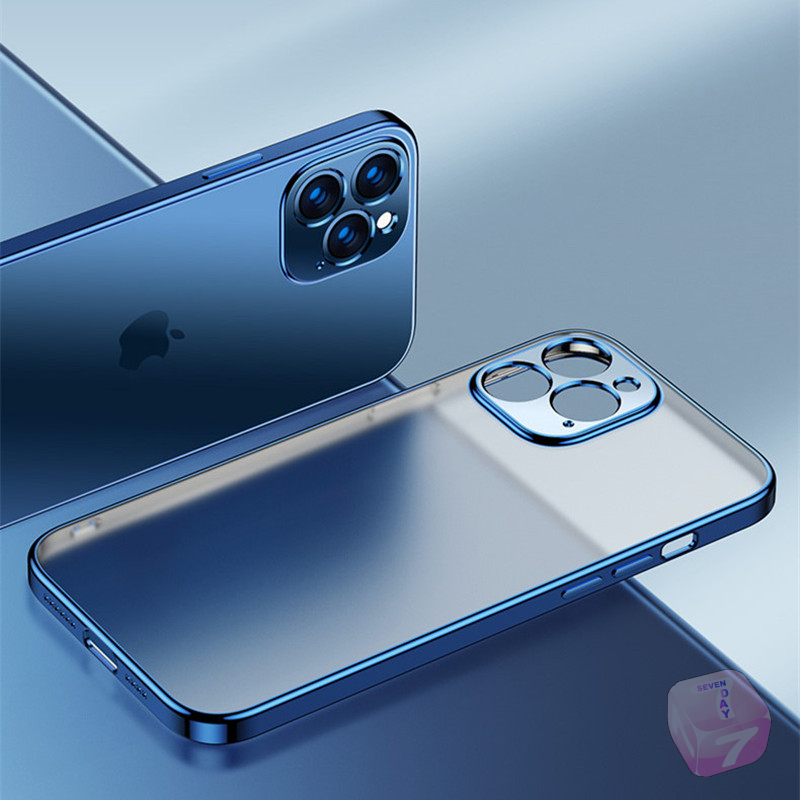 Ốp điện thoại silicon trong suốt viền vuông mạ kim loại cho iPhone 12 11 Pro Max Mini X XR XS 7 8 Plus SE 2020