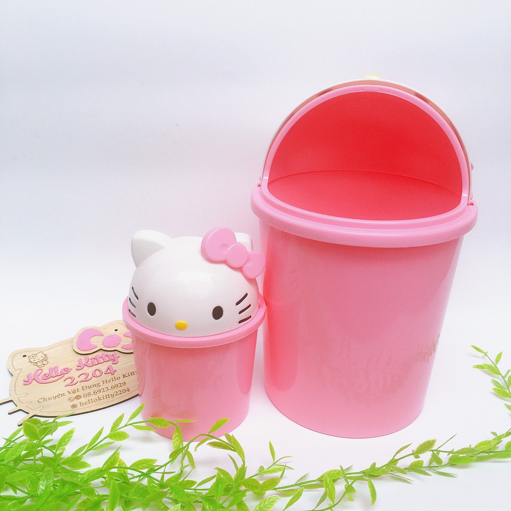 Thùng rác nắp lật loại to Hello Kitty