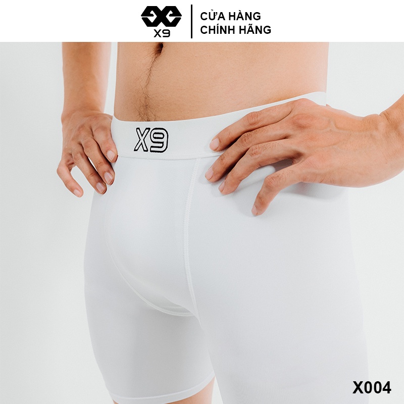 Quần Short Legging Thun Nam Ngắn Giữ Nhiệt Bó Cơ - LocalBrand X9 - Tập Gym Đá Bóng Yoga Chạy Bộ - X004 Trắng