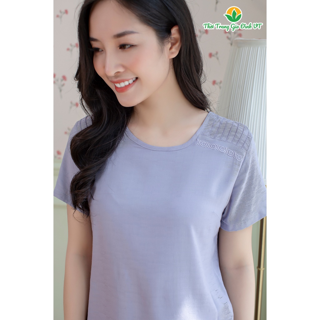 Bộ lanh mặc nhà quần lửng, áo cộc trơn nữ B26.2106 - Thời Trang Gia Đình VT | BigBuy360 - bigbuy360.vn