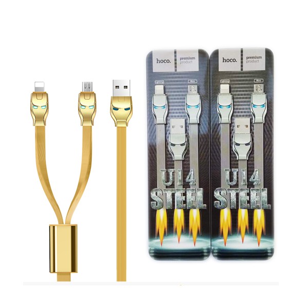 CÁP HOCO IRON MAN 2 ĐẦU MICRO VÀ LIGHTNING (AZ216902)