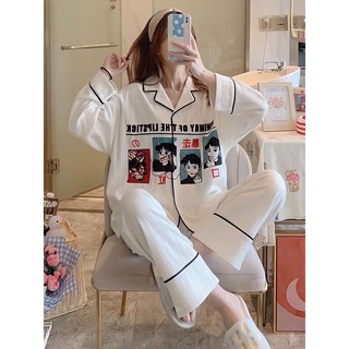 [MS 21] (CÓ SẴN) Bộ đồ ngủ tay dài thu đông pijama mặc nhà hoạ tiết cô gái đơn giản