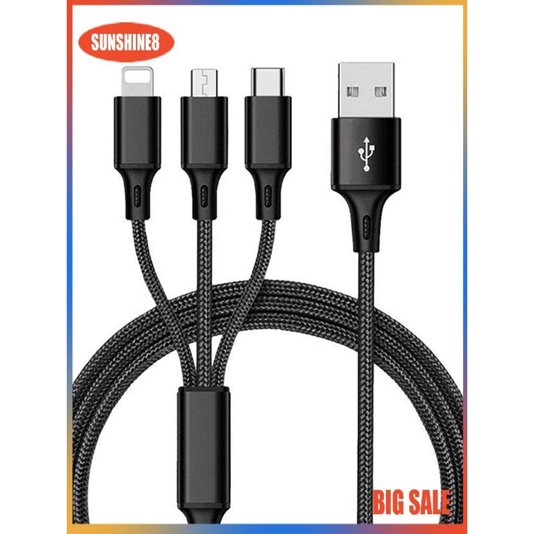 Dây cáp sạc nhanh ba trong một 2.1A nhỏ gọn tiện dụng cho xe hơi 0504