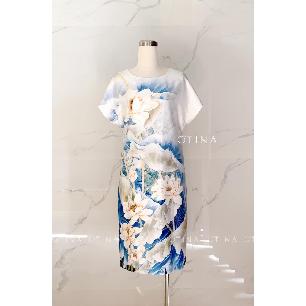 Đầm nữ thiết kế 𝐎𝐓𝐈𝐍𝐀 𝐅𝐀𝐒𝐇𝐈𝐎𝐍 đầm sen lá xanh hiện đại