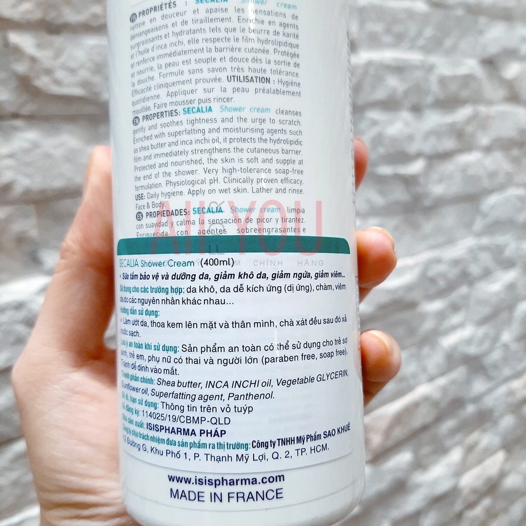ISIS Pharma Secalia Shower Cream 200mL & 400mL - Sữa Tắm Cho Da Khô, Da Kích Ứng, Chàm.