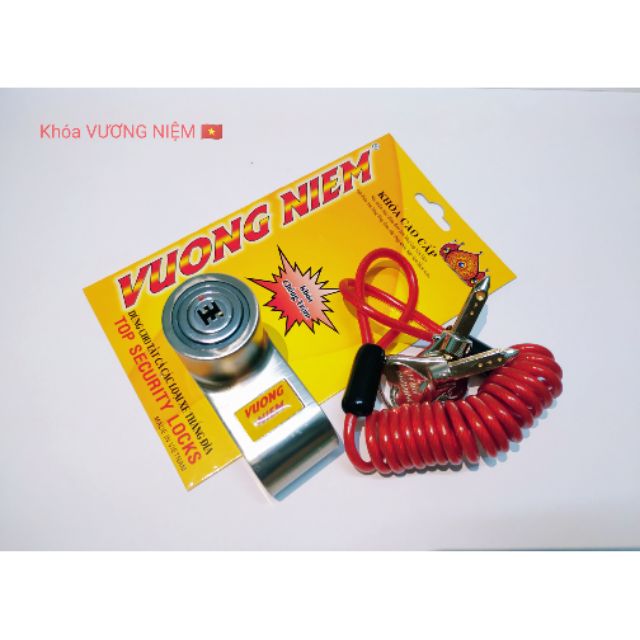 Khóa thắng đĩa cao cấp VƯƠNG NIỆM chìa 6 cạnh  kèm dây cáp chống trộm xe máy