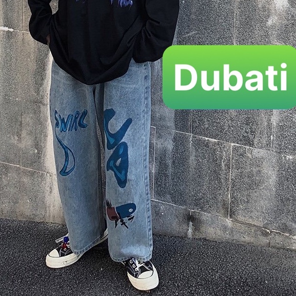 QUẦN BAGGY NAM, QUẦN JEAN NAM IN CHỮ KIỂU MỚI HOT TREND 2021- DB 43- DUBATI FASHION