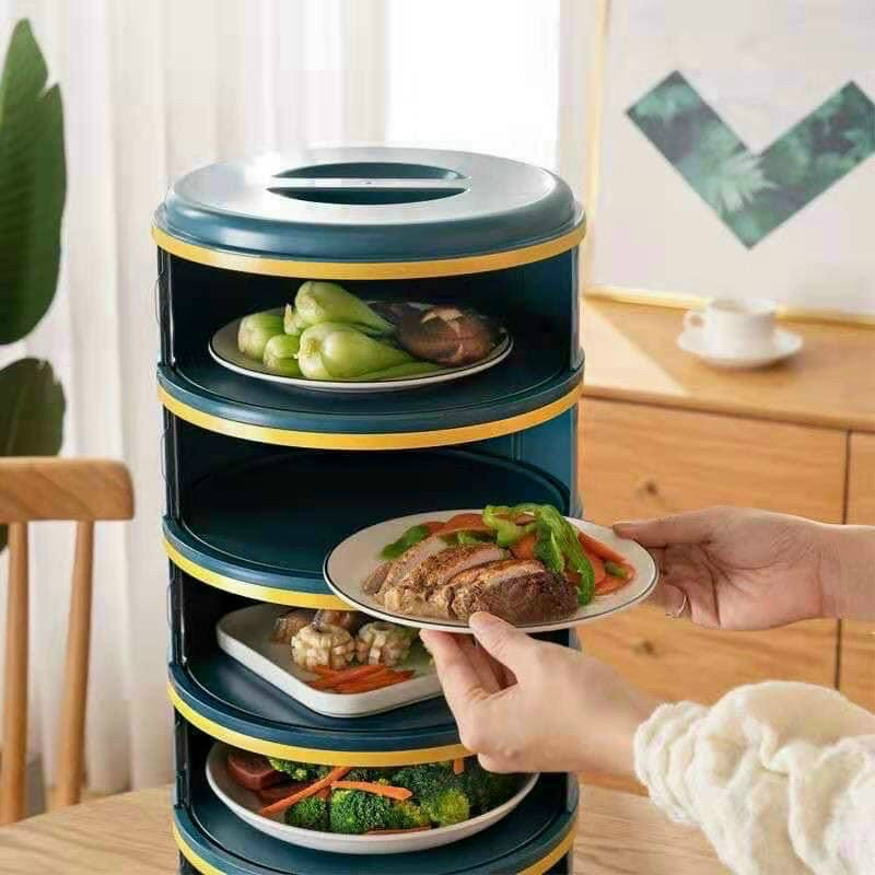 KỆ ĐỰNG ĐỒ ĂN CAO CẤP GIADUNGBANBUONTANTHANH HỘP ĐỂ ĐỒ ĐA NĂNG TIỆN ÍCH, LỒNG BÀN 5TẦNG BẢO QUẢN THỰC PHẨM SANG TRỌNG