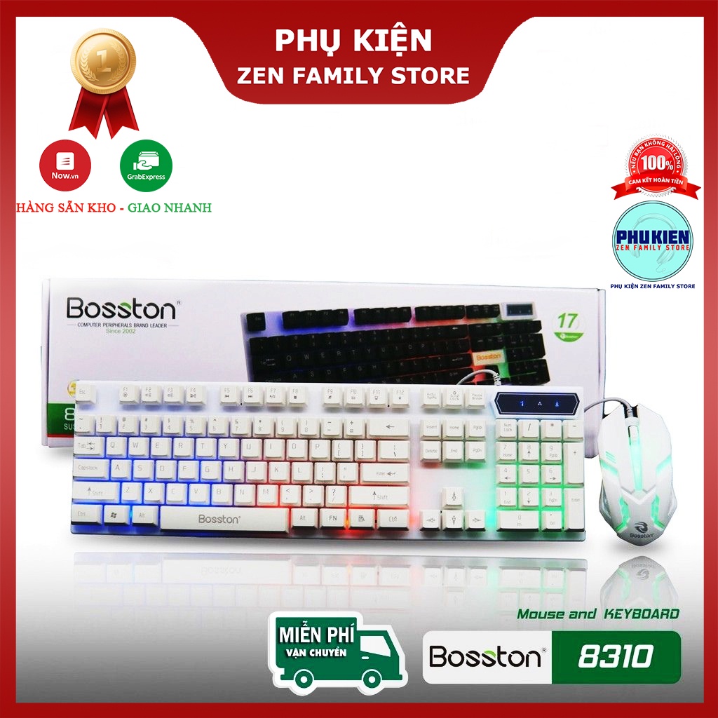 Bộ Bàn Phím Máy Tính Có Dây Giả Cơ Kèm Chuột Máy Tính Gaming Có Dây, Đèn Led 7 Màu Ấn Tượng, Bảo Hành 12 Tháng